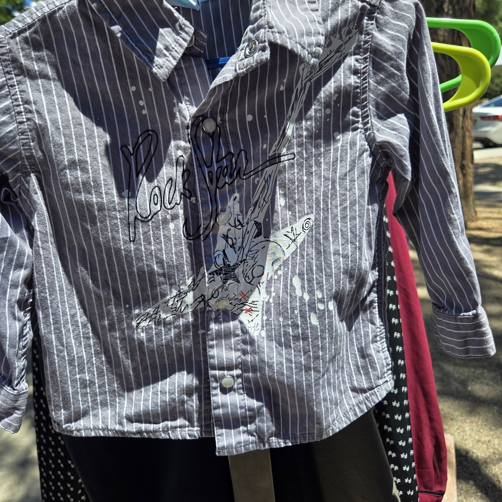 Amy Coe Gray Striped Kids Button Down Shirt